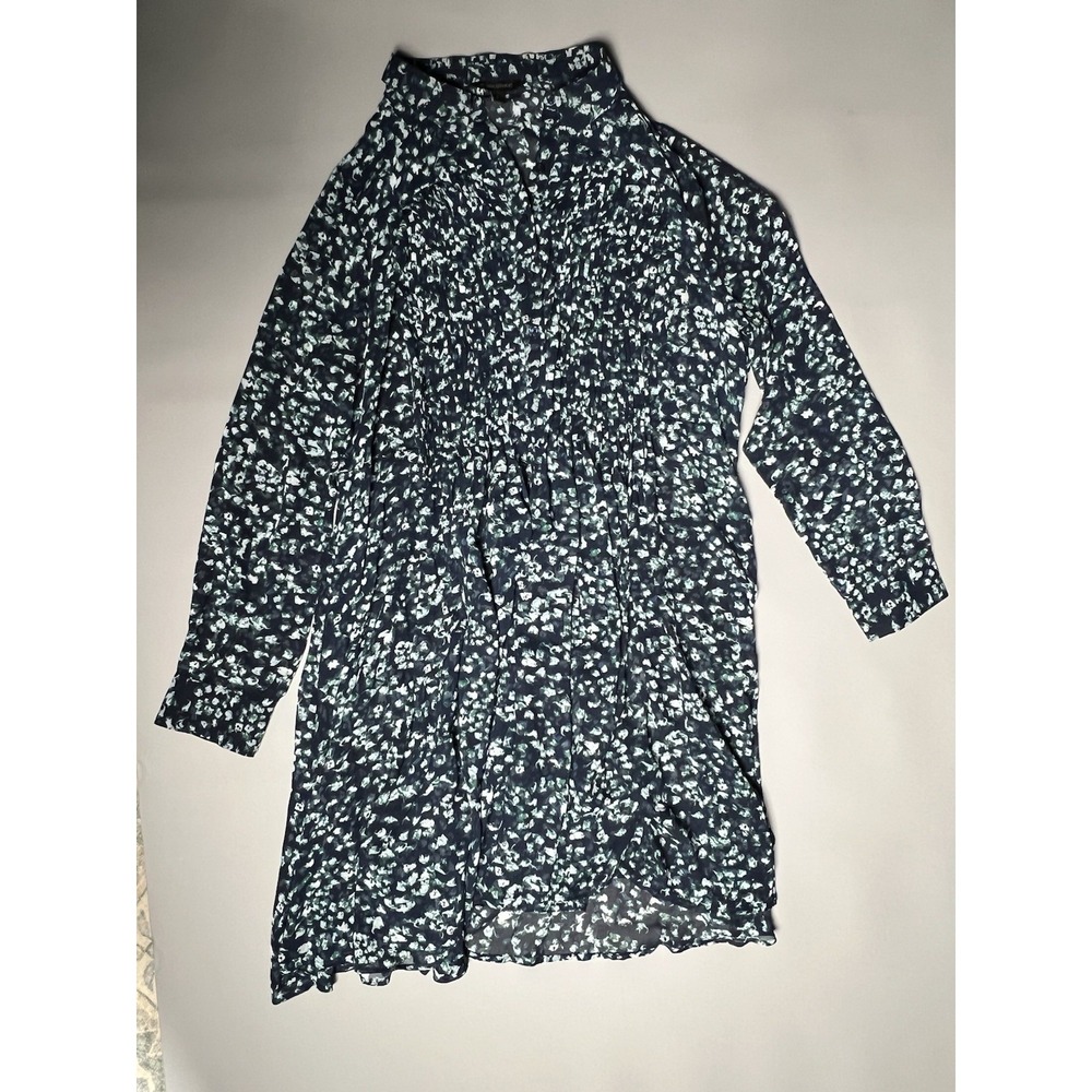 Banana Republic Women's Floral‎ Chiffon Shirt Dress Button Front Navy Size 4